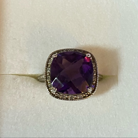 NWOT AFRICAN AMETHYST W ZIRCON STERLING RING - Picture 8 of 10